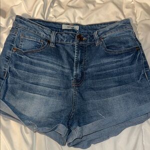 Refuge Blue Jean Shorts High-Waisted Cuffed